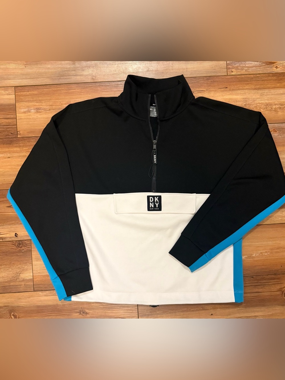DKNY Sport Quarter Zip Pullover Colorblock Sweatshirt Women’s Medium